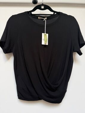 NWT - Marine Layer Brielle Ribbed Modal Twist Front Tee Black - Small